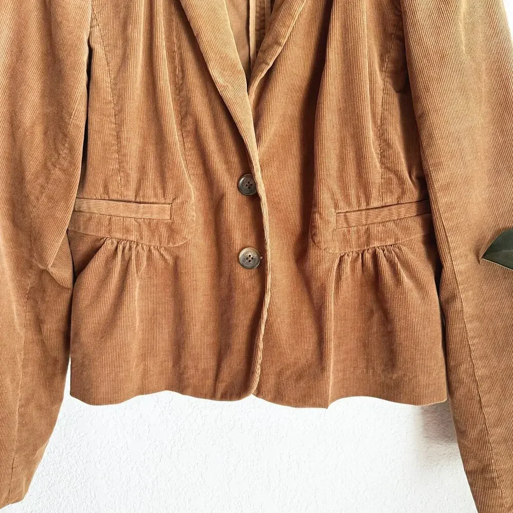 VTG J Crew Y2K Corduroy Blazer Jacket 8 Brown Preppy‎ Old Money 90s Academia